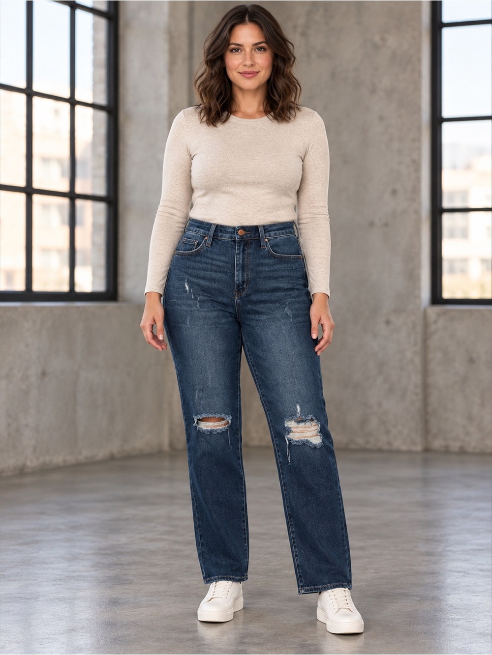 🆕 Judy Blue Friday Night High Rise Ripped Dad Jeans 11/30 NWT Dark Wash